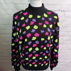 Vintage Conte Of Florence Neon Geometric Pullover Sweater Small